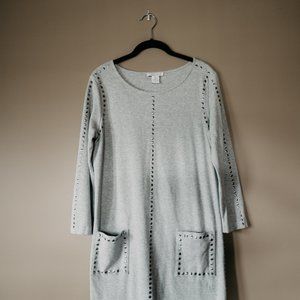 Silver-studded Grey Casual Dress